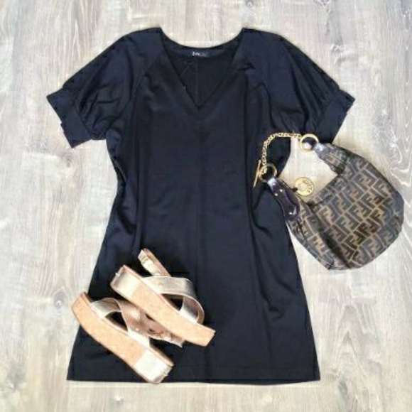 LAST 1❗VERY J Nordstrom Chic Oversized Black Shirt Dress - Picture 12 of 13